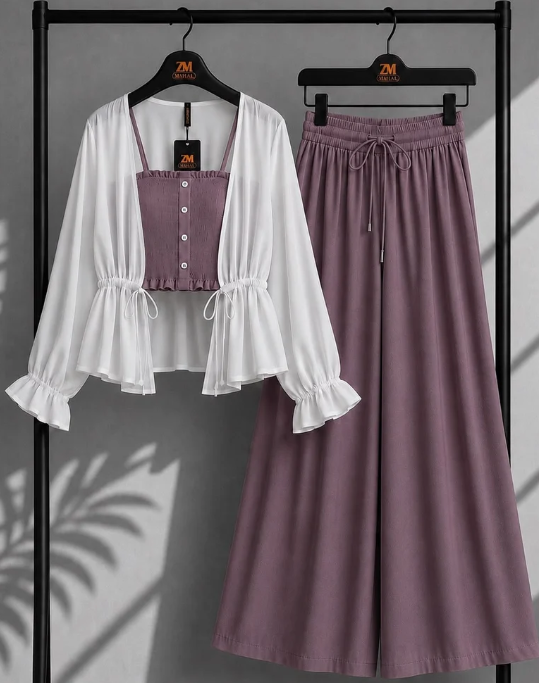 Agar aap Zümra Sage Shrug 3-Piece dress ki details pooch rahe hain, to mujhe yeh information mili: