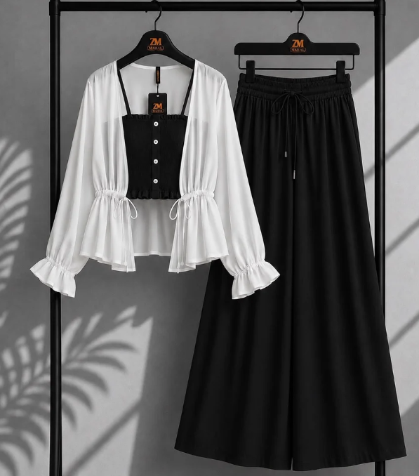 Agar aap Zümra Sage Shrug 3-Piece dress ki details pooch rahe hain, to mujhe yeh information mili: